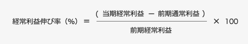 経常利益伸び率(%)=((当期経常利益-前期通常利益)/前期経常利益)×100